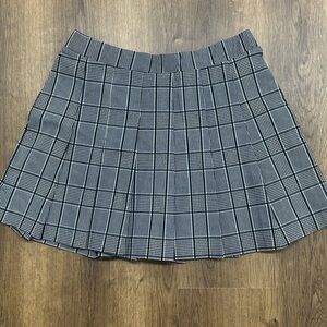 Joe Benbassett‎ white black gray plaid pleated skirt size large